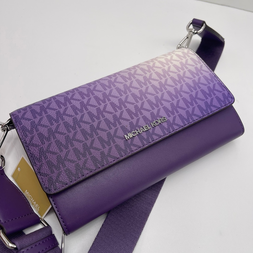 Michael Kors Purple Gradient Signature Crossbody Bag - Picture 8 of 16